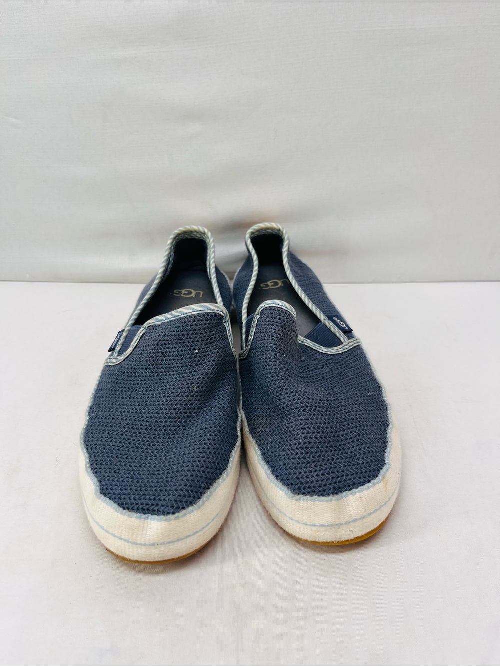 UGG Navy Knit Slip-On Espadrille with Cream Trim